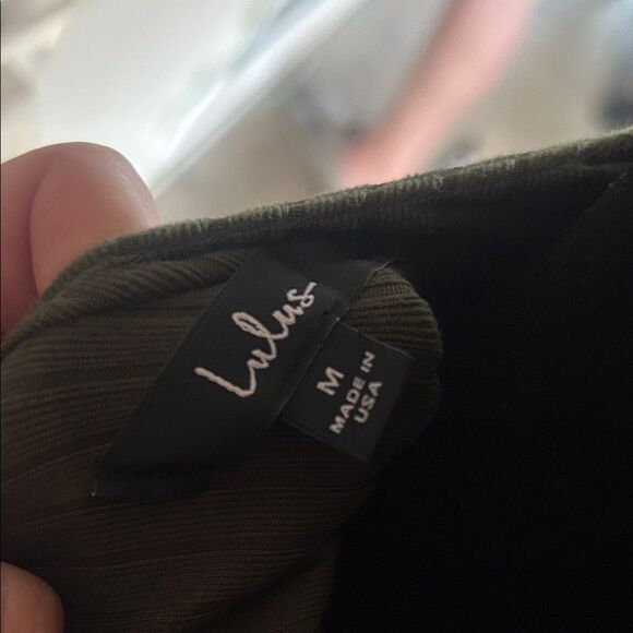 Lulu's Olive Ribbed Halter Mini Dress C - Picture 2 of 5